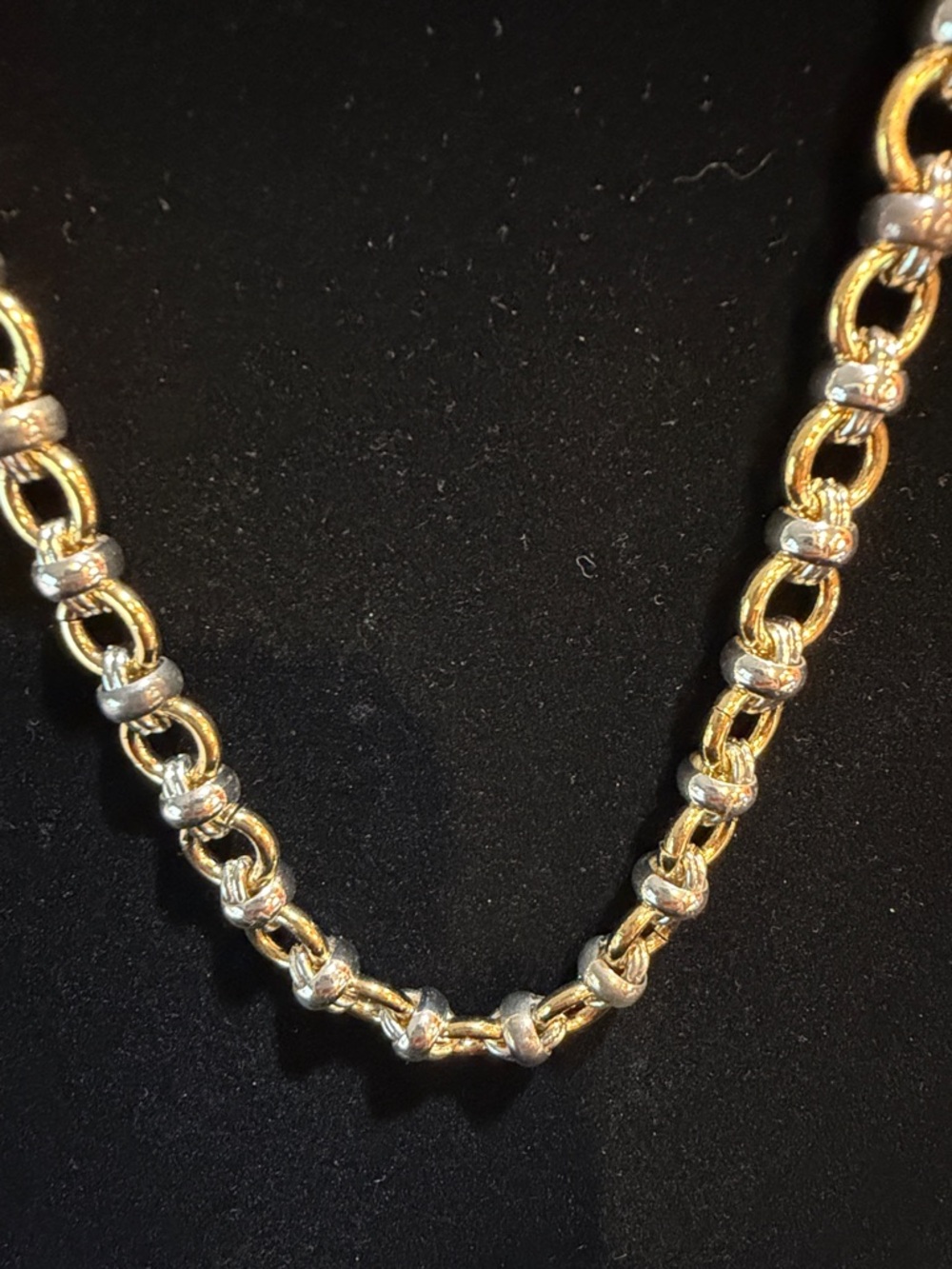 Two-Tone Gold and Silver Link Necklace - Elegant Women's Jewelry